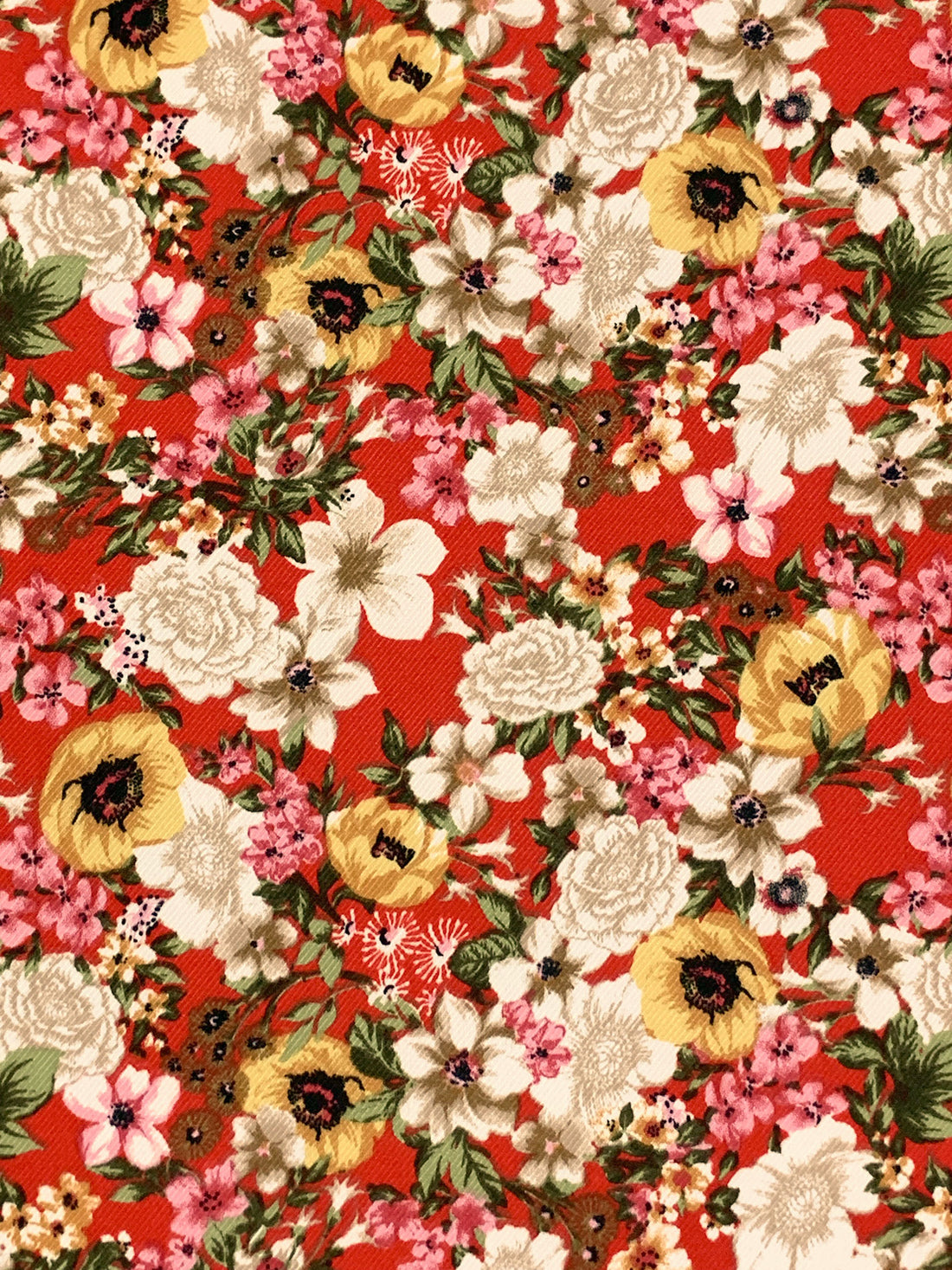 Paprika Red/Blush Pink/Black/Multi Polyester/Lycra Floral Print Stretch Twill Blouse Weight Woven 58W