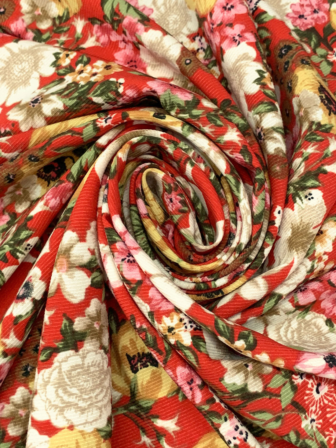 Paprika Red/Blush Pink/Black/Multi Polyester/Lycra Floral Print Stretch Twill Blouse Weight Woven 58W