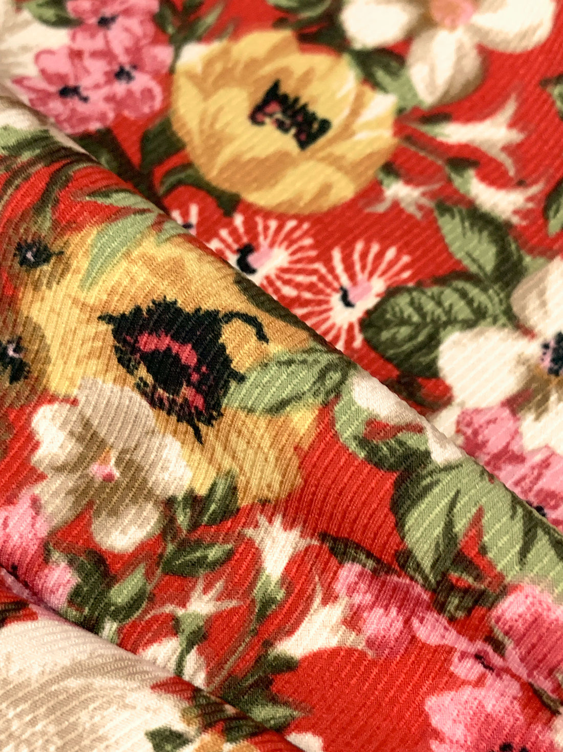 Paprika Red/Blush Pink/Black/Multi Polyester/Lycra Floral Print Stretch Twill Blouse Weight Woven 58W