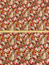 Paprika Red/Blush Pink/Black/Multi Polyester/Lycra Floral Print Stretch Twill Blouse Weight Woven 58W