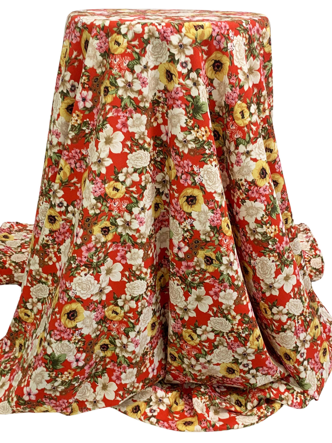 Paprika Red/Blush Pink/Black/Multi Polyester/Lycra Floral Print Stretch Twill Blouse Weight Woven 58W