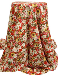 Paprika Red/Blush Pink/Black/Multi Polyester/Lycra Floral Print Stretch Twill Blouse Weight Woven 58W