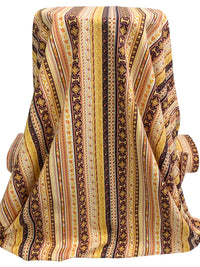 Maize/Black/Multi Rayon/Linen Vertical Stylized Stripe Shirt Weight Woven 53W