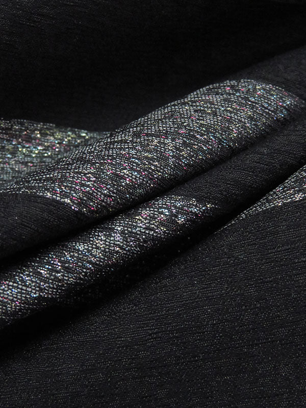 Black/Silver Gray/Multi Polyester/Cotton/Metallic Horizontal Stripe Design Novelty Woven 63W