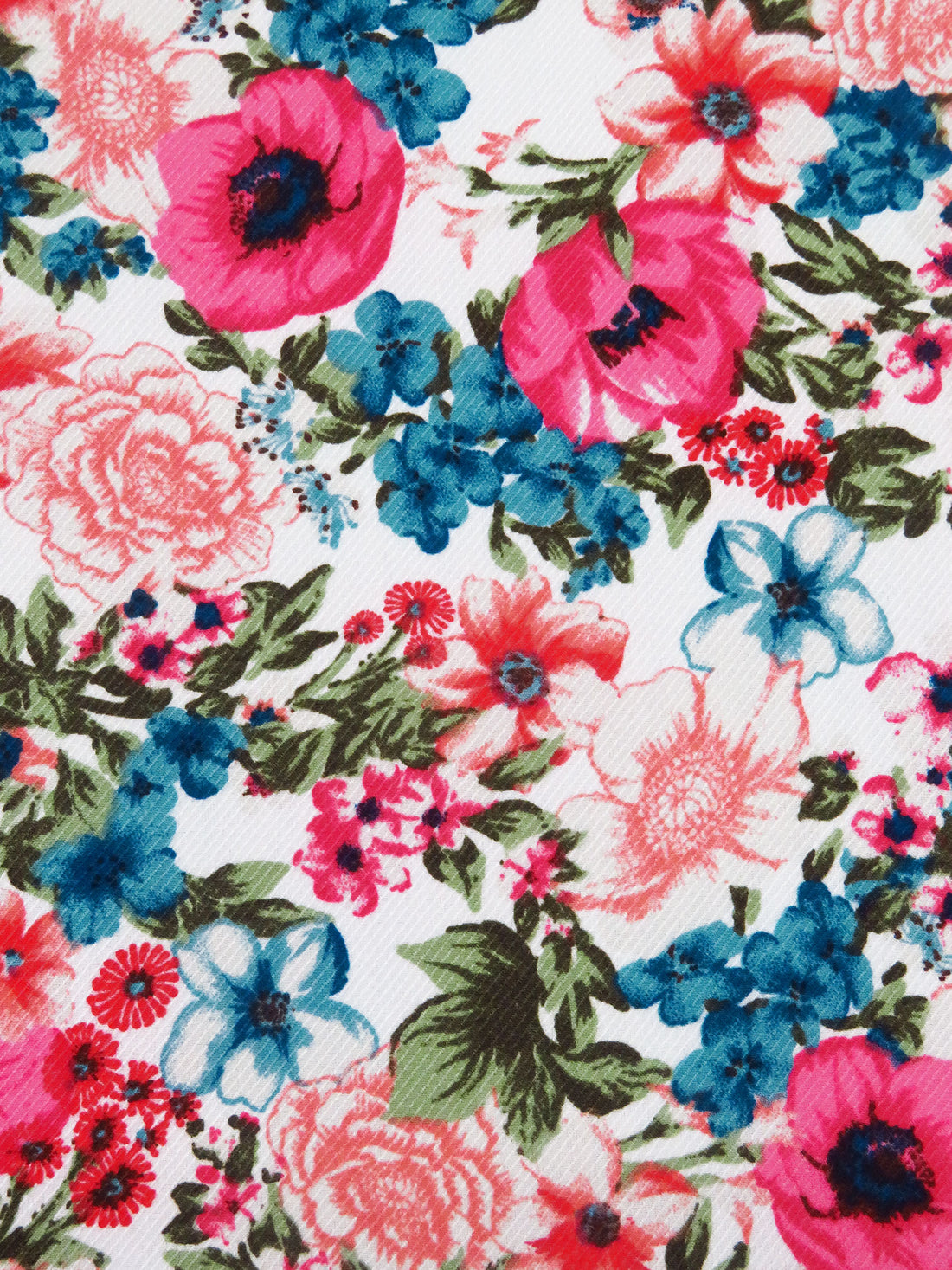 Coral Pink/White/Moonstone/Multi Polyester/Lycra Mixed Floral Print Twill Blouse Weight Woven 58W