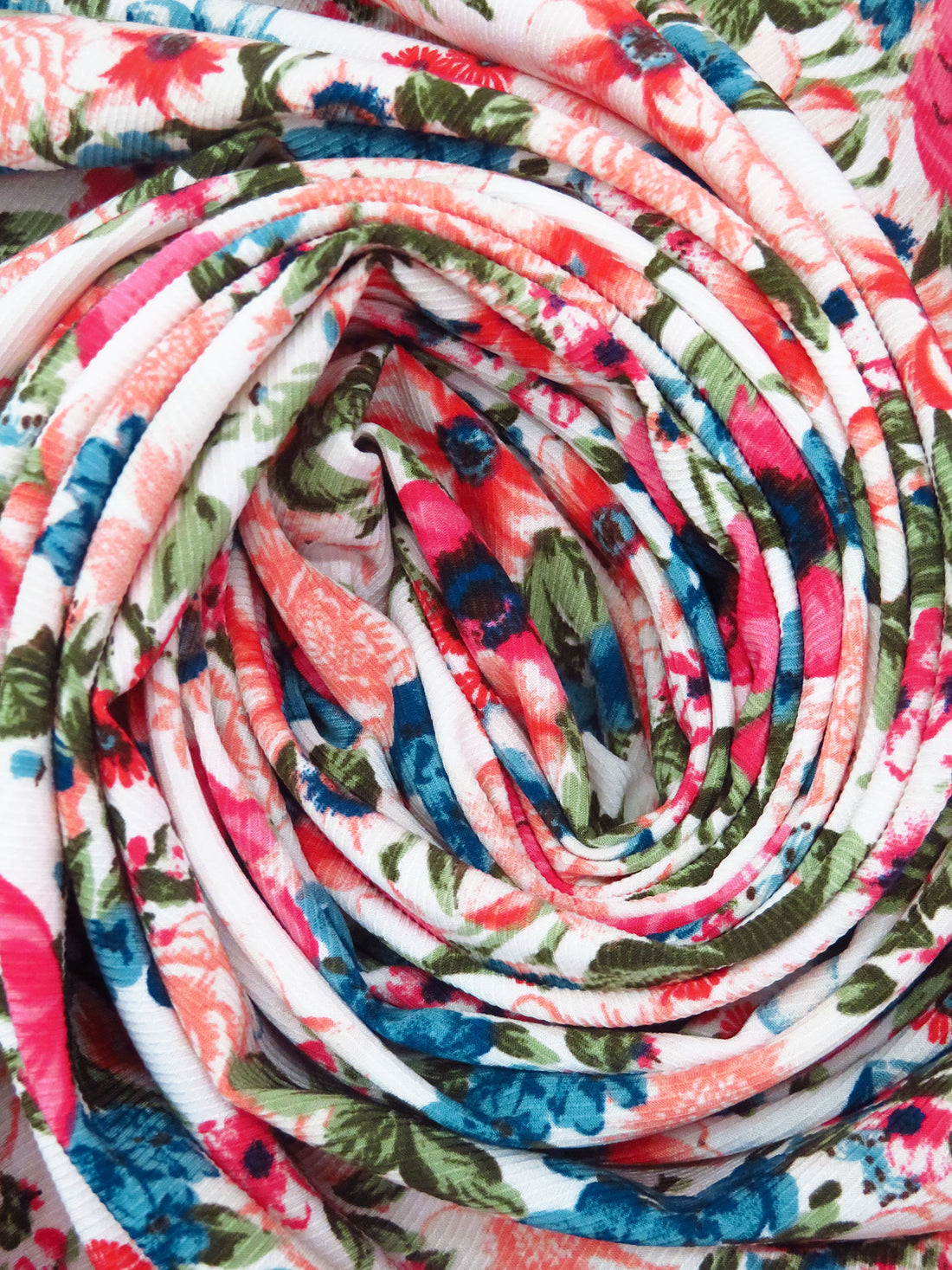 Coral Pink/White/Moonstone/Multi Polyester/Lycra Mixed Floral Print Twill Blouse Weight Woven 58W