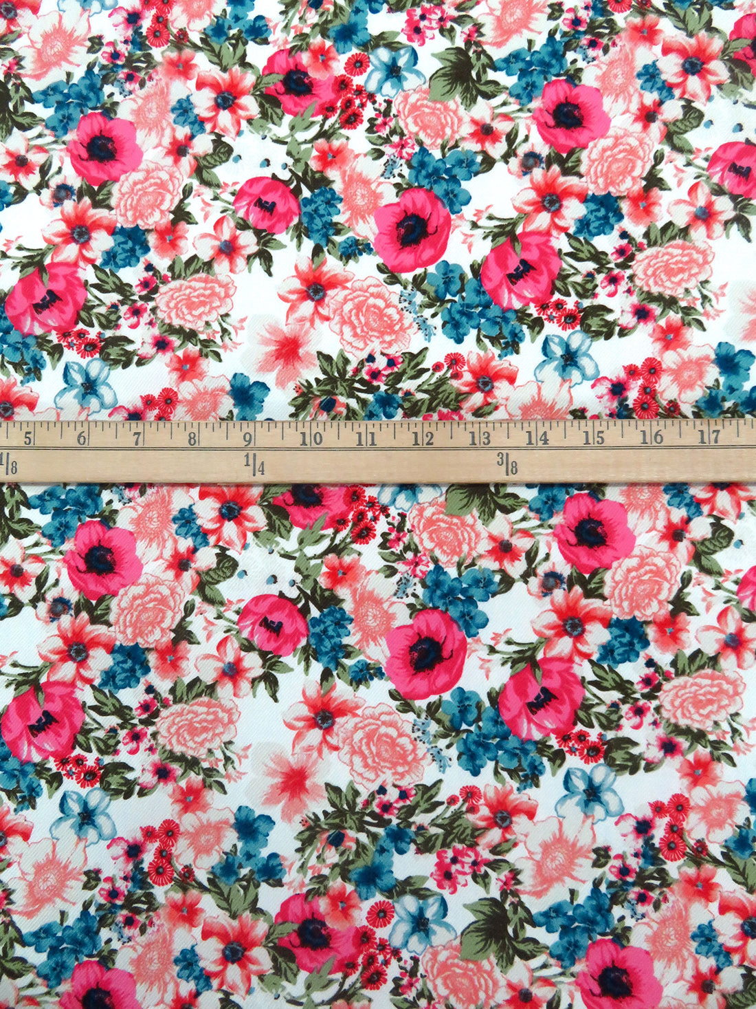 Coral Pink/White/Moonstone/Multi Polyester/Lycra Mixed Floral Print Twill Blouse Weight Woven 58W