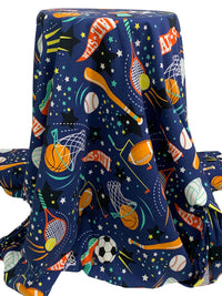 Navy/Orange/Multi Cotton/Lycra All-Star Sports Print Jersey Knit 66W