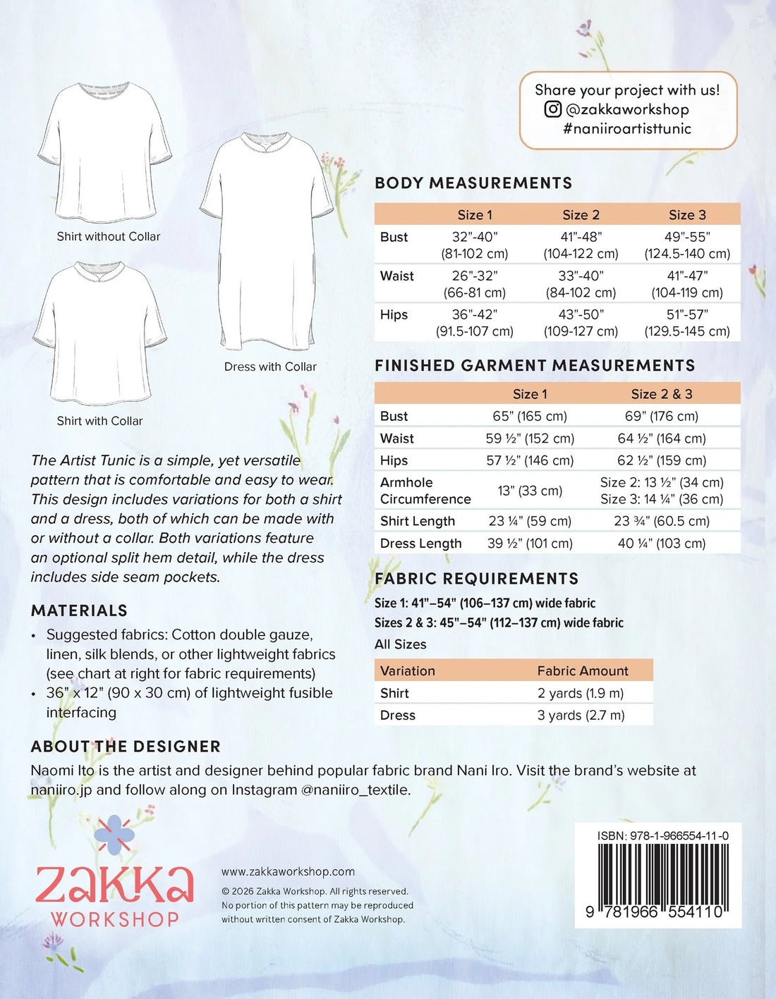 Nani Iro - Artist Tunic - Sizes 0-18