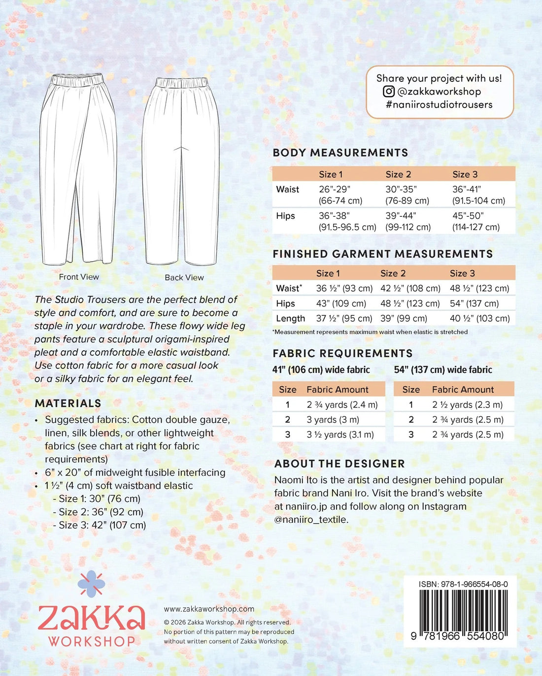 Nani Iro - Studio Trousers - Sizes 0-18