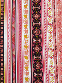 Dark Dusty Rose/Black/Dark Goldenrod/Multi Rayon/Linen Various Ornate Vertical Stripe Print Shirt Weight Woven 54W