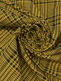 Goldenrod/Black Rayon/Nylon/Lycra Plaid Stretch Bengaline Suiting 58W