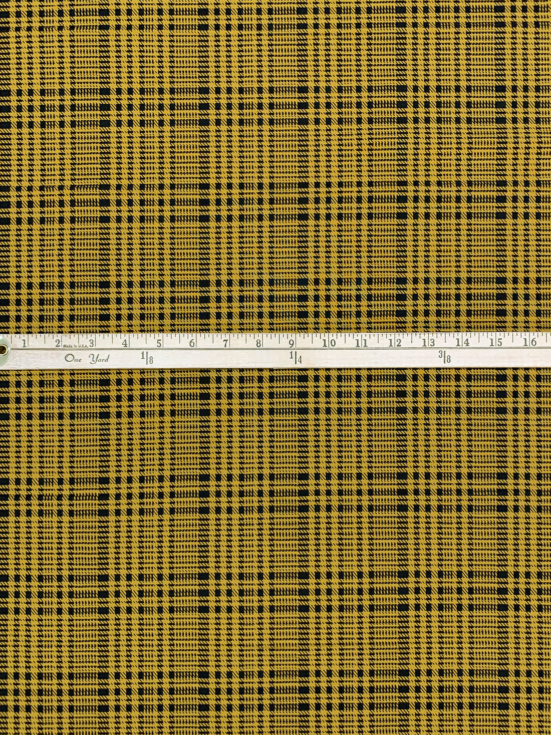 Goldenrod/Black Rayon/Nylon/Lycra Plaid Stretch Bengaline Suiting 58W