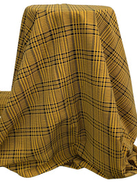 Goldenrod/Black Rayon/Nylon/Lycra Plaid Stretch Bengaline Suiting 58W