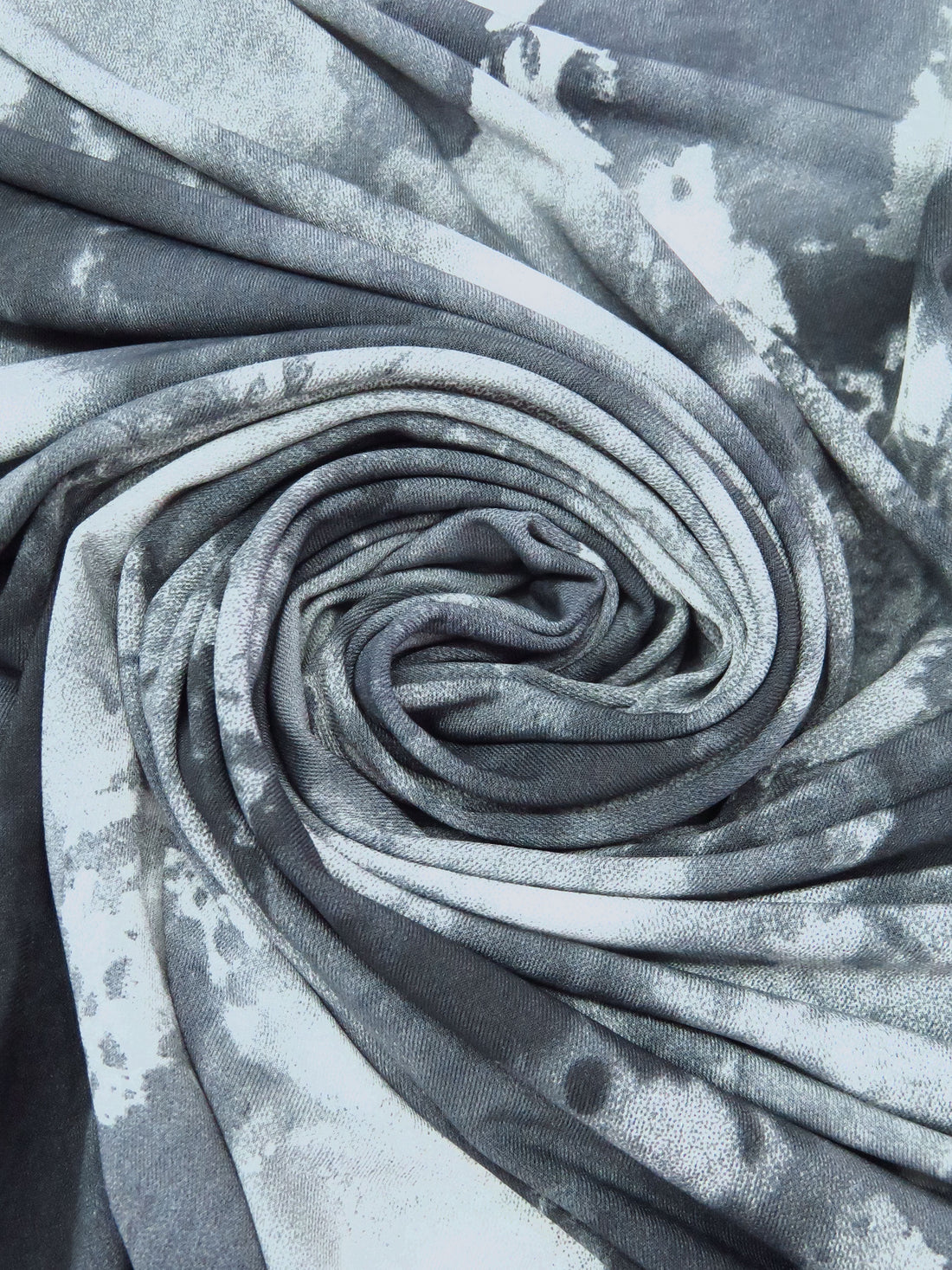 Slate Gray/Gunmetal Gray/White Polyester/Lycra Watercolor Grunge Print ITY Knit - WHBM - 58W