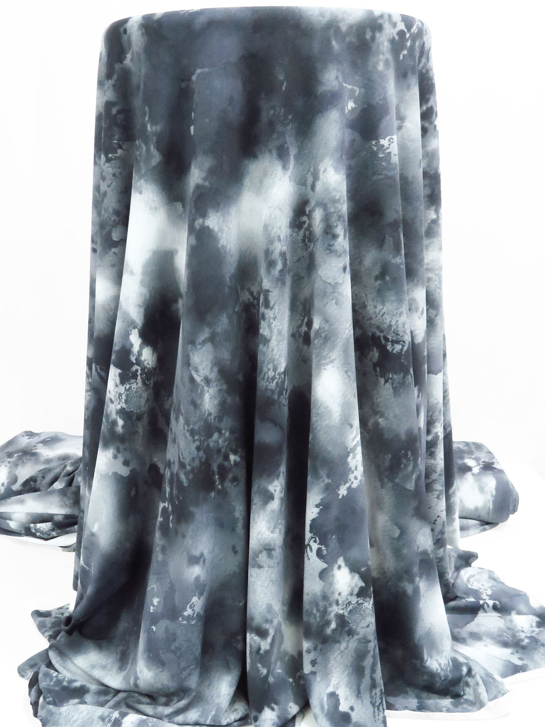 Slate Gray/Gunmetal Gray/White Polyester/Lycra Watercolor Grunge Print ITY Knit - WHBM - 58W