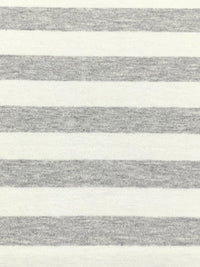 Heathered Gray/White Rayon/Lycra Horizontal Stripe Jersey Knit 58W
