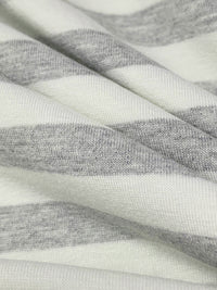 Heathered Gray/White Rayon/Lycra Horizontal Stripe Jersey Knit 58W