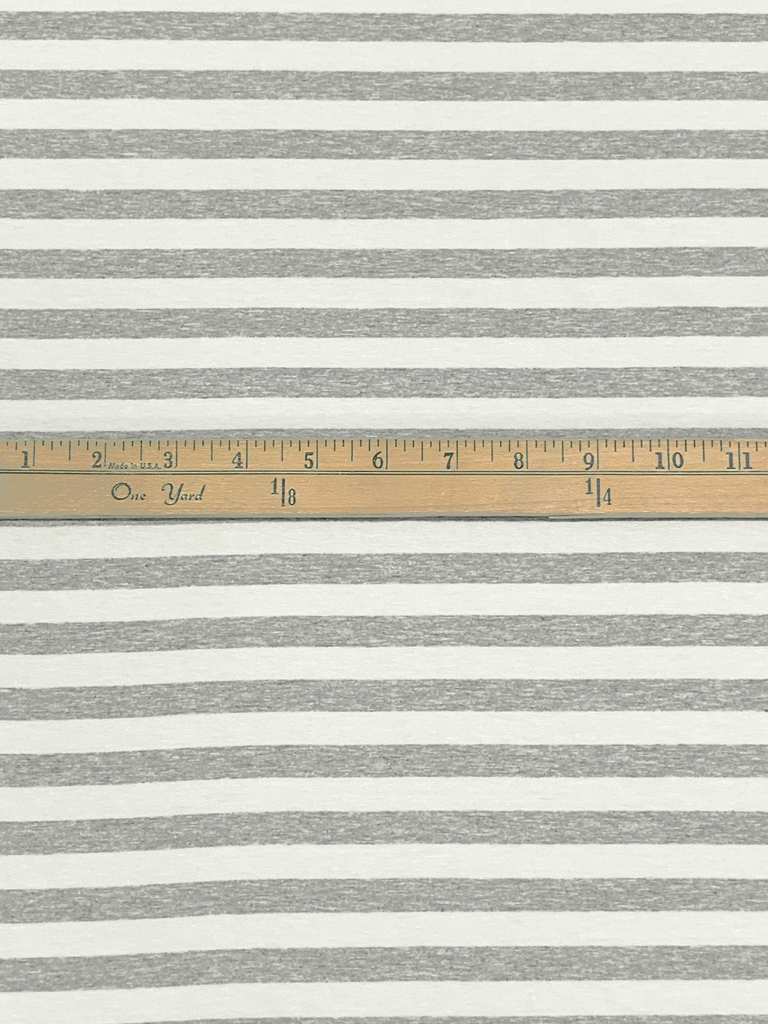 Heathered Gray/White Rayon/Lycra Horizontal Stripe Jersey Knit 58W