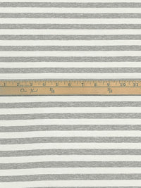 Heathered Gray/White Rayon/Lycra Horizontal Stripe Jersey Knit 58W