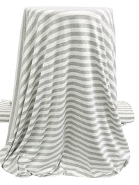 Heathered Gray/White Rayon/Lycra Horizontal Stripe Jersey Knit 58W