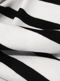 Warm White/Black Rayon/Lycra Horizontal Stripe Weave Jersey Knit 63W