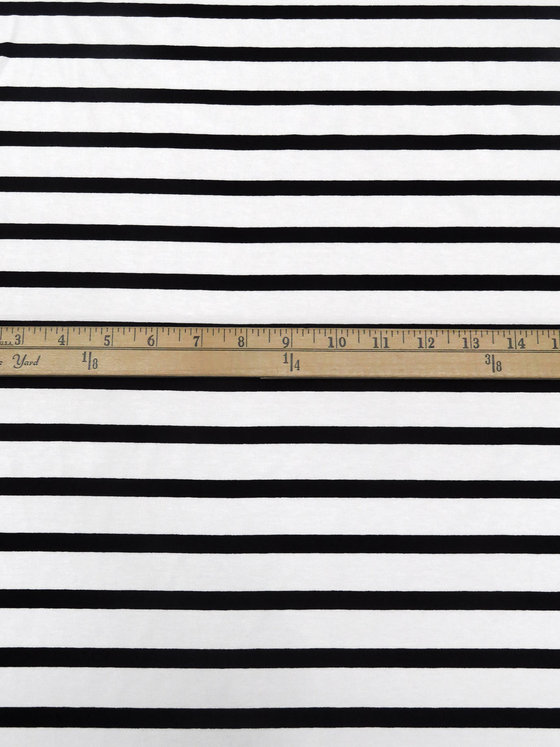 Warm White/Black Rayon/Lycra Horizontal Stripe Weave Jersey Knit 63W