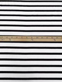 Warm White/Black Rayon/Lycra Horizontal Stripe Weave Jersey Knit 63W