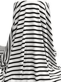 Warm White/Black Rayon/Lycra Horizontal Stripe Weave Jersey Knit 63W