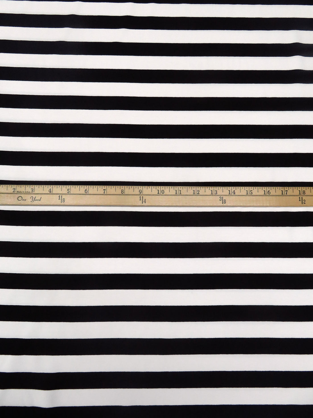 Black/Warm White Rayon/Lycra Horizontal Stripe Weave Jersey Knit 62W