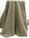 Gold Tan/Ponderosa Pine Green/Mahongany Wool/Polyester/Nylon Check Plaid Flannel Suiting - Imported From Italy - 58W