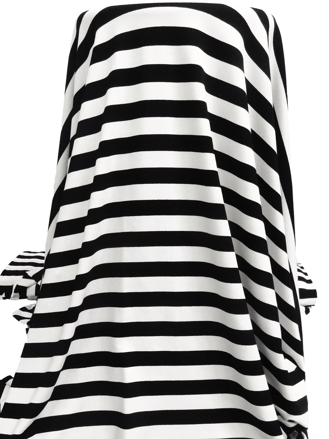 Black/Warm White Rayon/Lycra Horizontal Stripe Weave Jersey Knit 62W