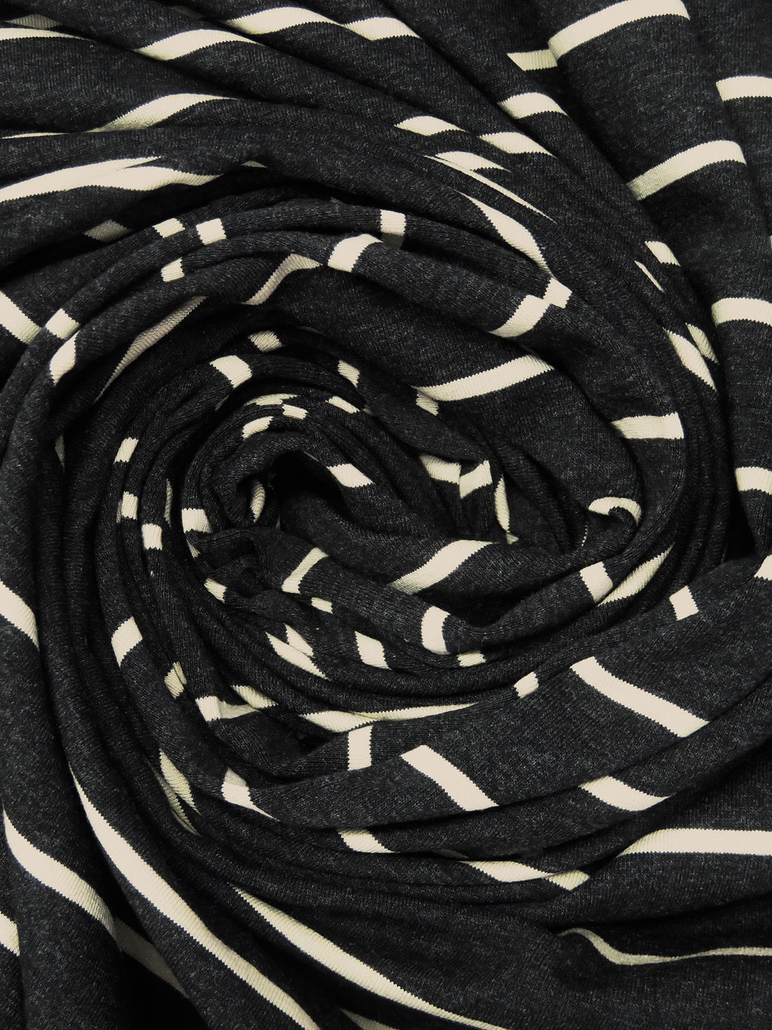 Dark Charcoal Gray/Almond Rayon/Lycra Horizontal Stripe Weave Jersey Knit 58W