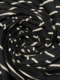 Dark Charcoal Gray/Almond Rayon/Lycra Horizontal Stripe Weave Jersey Knit 58W