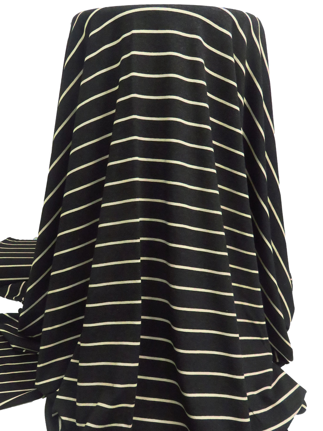 Dark Charcoal Gray/Almond Rayon/Lycra Horizontal Stripe Weave Jersey Knit 58W