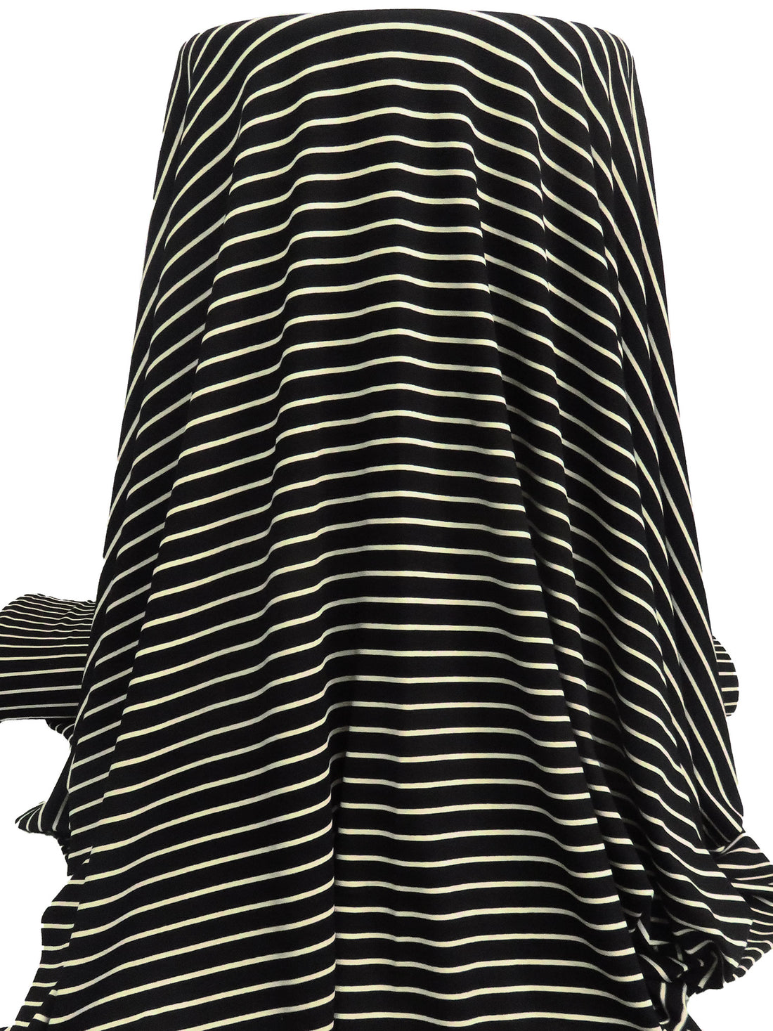 Black/Almond Rayon/Lycra Horizontal Stripe Weave Jersey Knit 62W