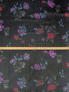 Black/Violet/Muted Cerulean/Multi 100% Silk Floral Print Chiffon - NY Designer - 52W