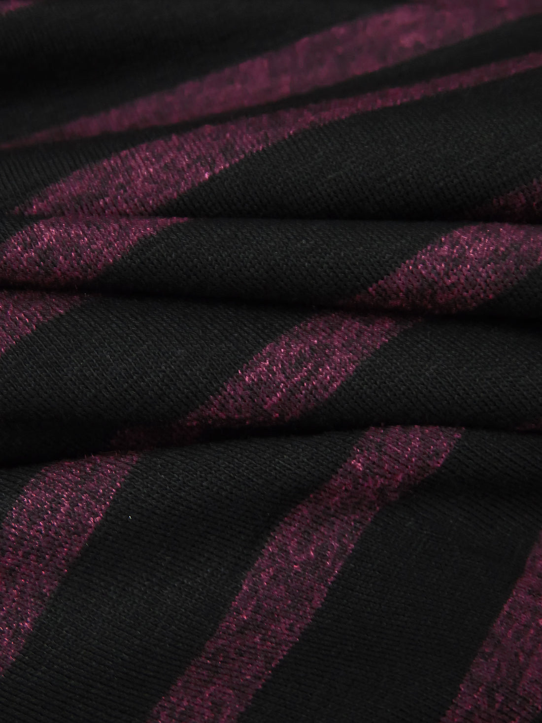 Black/Dark Pansy Purple Rayon/Lycra Horizontal Stripe Weave Jersey Knit 58W