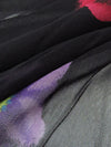 Black/Violet/Muted Cerulean/Multi 100% Silk Floral Print Chiffon - NY Designer - 52W