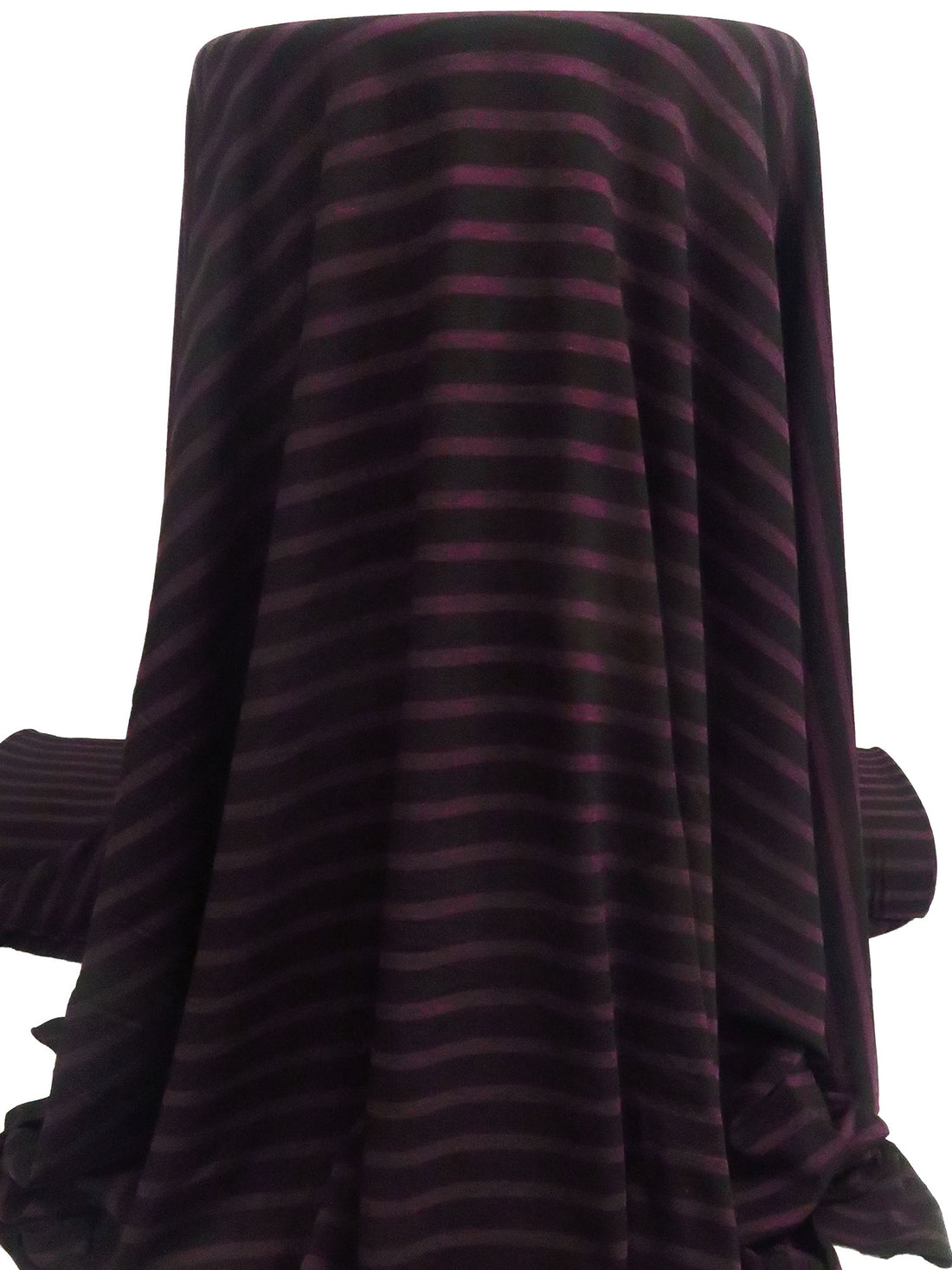 Black/Dark Pansy Purple Rayon/Lycra Horizontal Stripe Weave Jersey Knit 58W