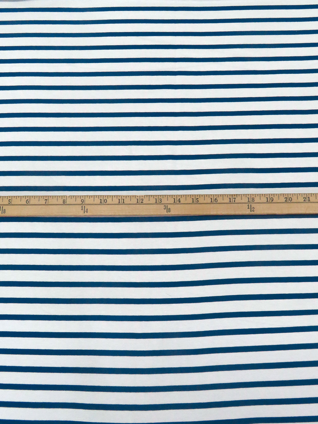 White/Dark Imperial Blue Rayon/Lycra Horizontal Stripe Weave Jersey Knit 60W