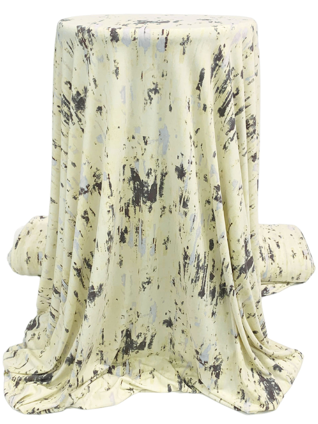 Cream/Dim Gray/Morning Fog Polyester/Lycra Abstract Print ITY Knit - WHBM - 58W