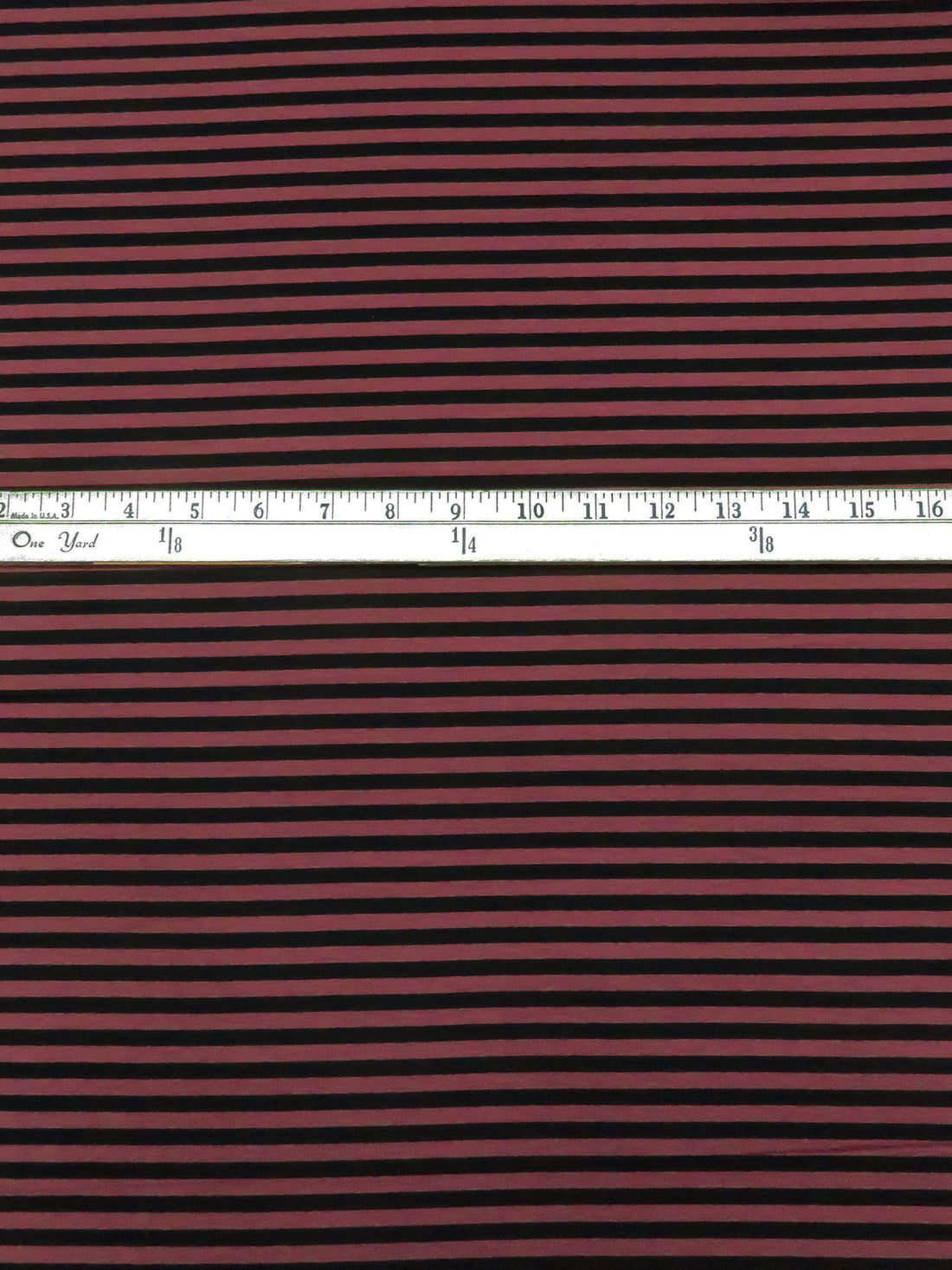 Puce Red/Black Rayon/Lycra Horizontal Stripe Weave Jersey Knit 62W