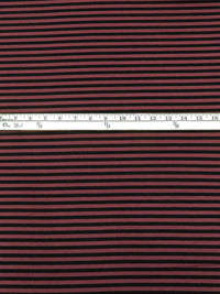 Puce Red/Black Rayon/Lycra Horizontal Stripe Weave Jersey Knit 62W