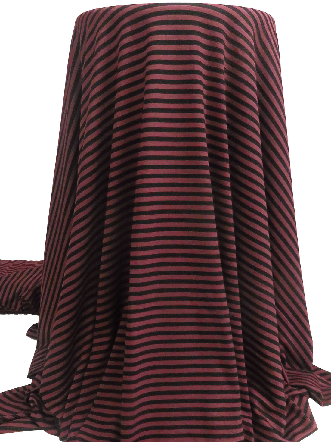 Puce Red/Black Rayon/Lycra Horizontal Stripe Weave Jersey Knit 62W