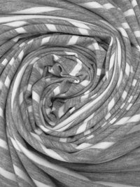 Gray Cloud/White Rayon/Lycra Horizontal Stripe Weave Jersey Knit 58W