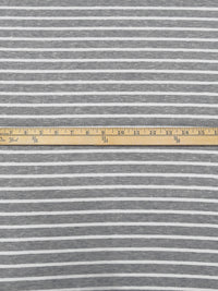 Gray Cloud/White Rayon/Lycra Horizontal Stripe Weave Jersey Knit 58W