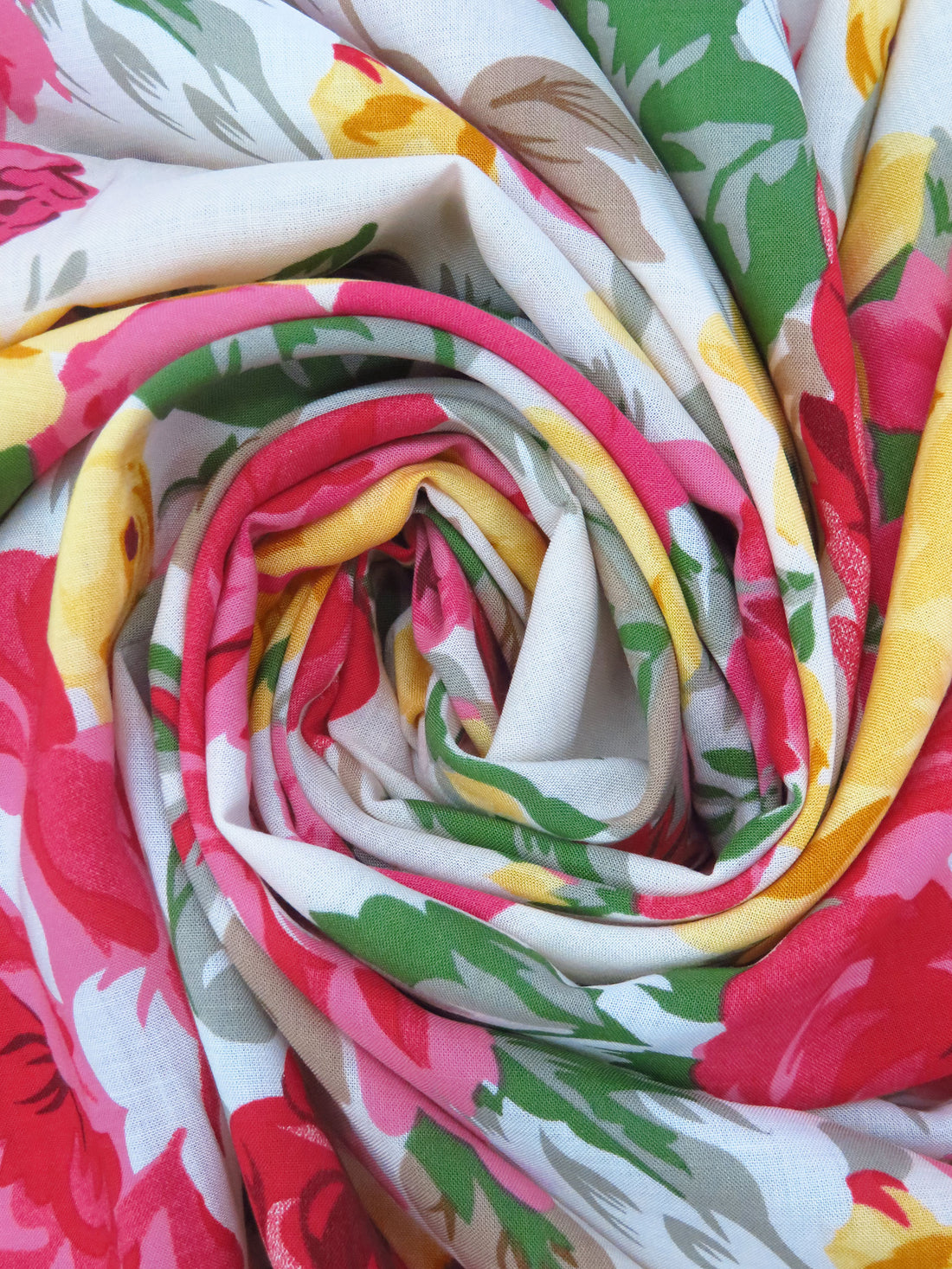 Eggshell/Petal Pink/Buttercup/Multi 100% Rayon Romantic Summer Floral Print Voile - LA Designer - 54W