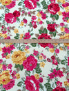 Eggshell/Petal Pink/Buttercup/Multi 100% Rayon Romantic Summer Floral Print Voile - LA Designer - 54W