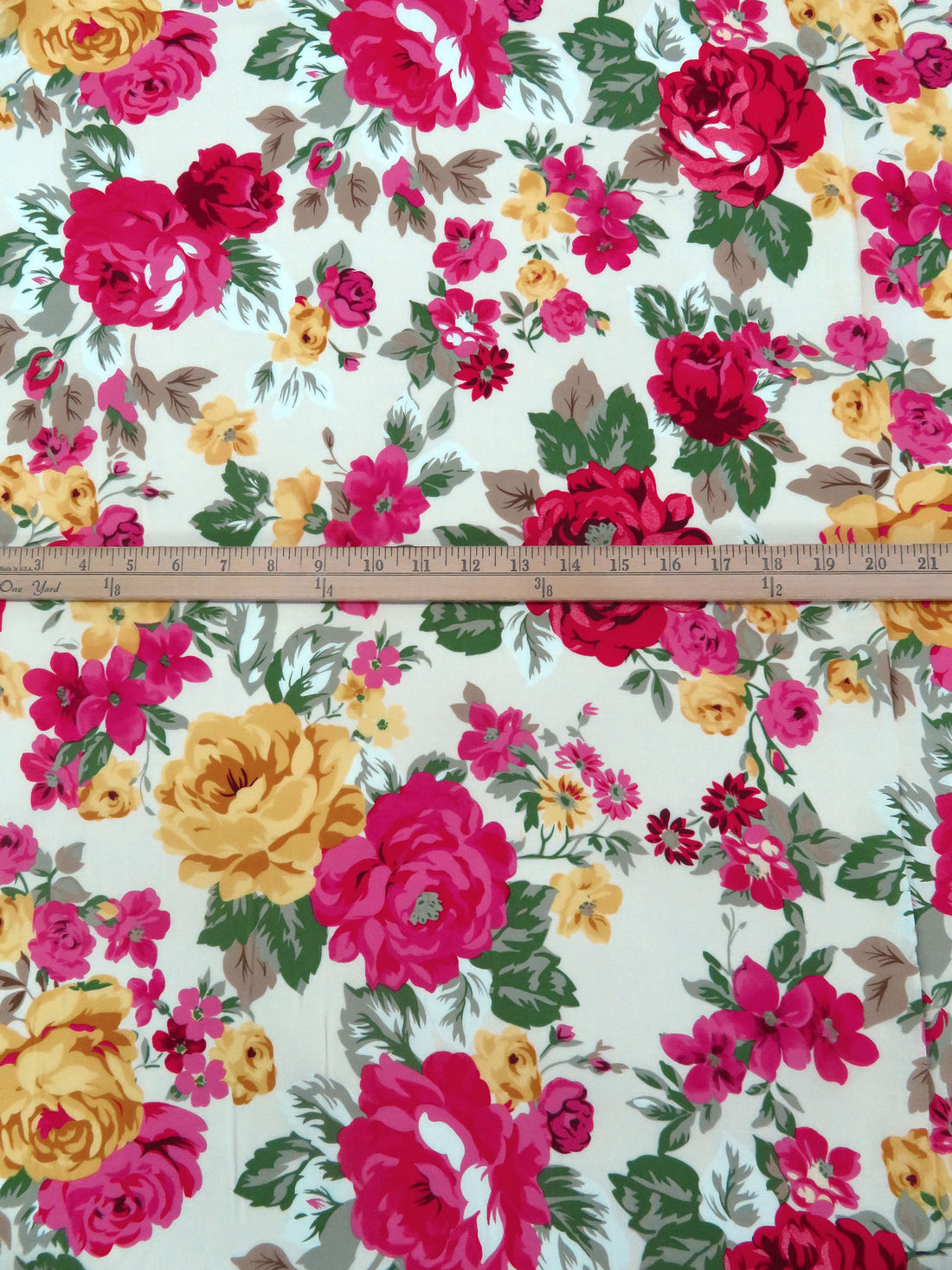 Eggshell/Petal Pink/Buttercup/Multi 100% Rayon Romantic Summer Floral Print Voile - LA Designer - 54W